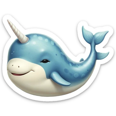 Meme-Worthy Cute Sleeping Narwhal Portrait Emoji, Head resting peacefully with a contented smile, showcasing a streamlined, mottled body with a softly spiraled ivory tusk and eyes gently closed in serene slumber, Simplified yet adorably endearing features, highly detailed, glowing with a soft, drowsy arctic light, high shine, relaxed and utterly lovable, stylized with an air of playful laziness, soft glowing outline, capturing the essence of a sleeping narwhal that feels destined to become the next viral icon of adorable rest! sticker