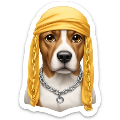 Dog wearing chain with a durag on sticker