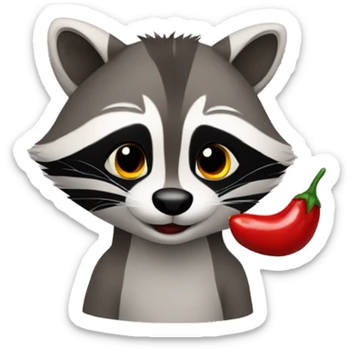 raccoon with chili pepper sticker