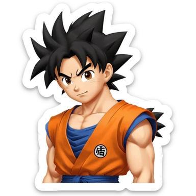 Goku from Dragon Ball Z with spiky black hair and orange gi sticker