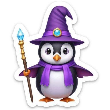 Purple wizard penguin sticker