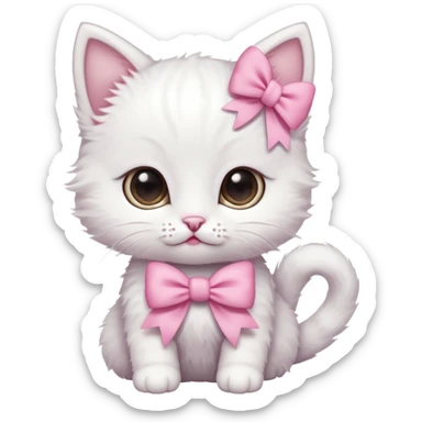Uma gatinha branca com lacinho rosa sticker