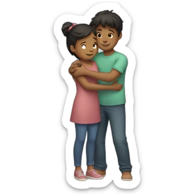 Girl and boy hug tight sticker