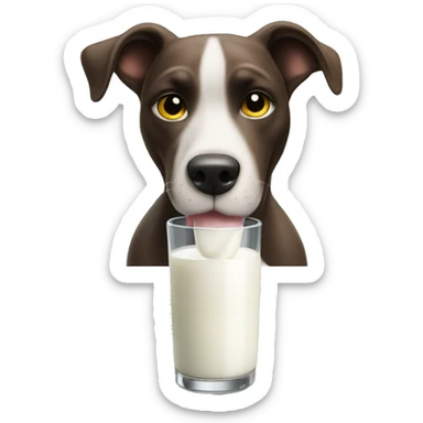 Dog licking a pool of milk un the summer sticker