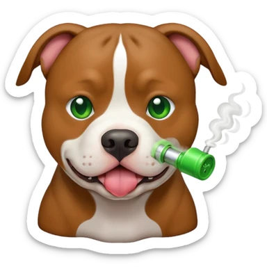 Brown and white pit bull burping green gas sticker
