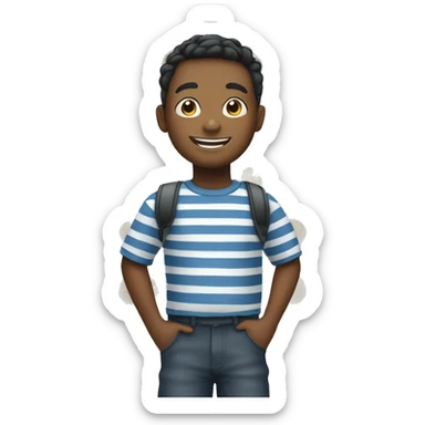 smiling boy in striped shirt sticker