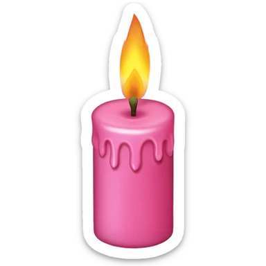 Draw a pink candle with a flame on it from a bird's eye view. sticker