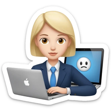 Corporate employee on a laptop learning training sticker