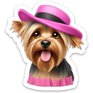 Yorkie with pink hat sticker