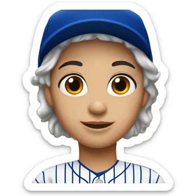 Women short blue hair wearing Dodgers Hat and Jersey sticker
