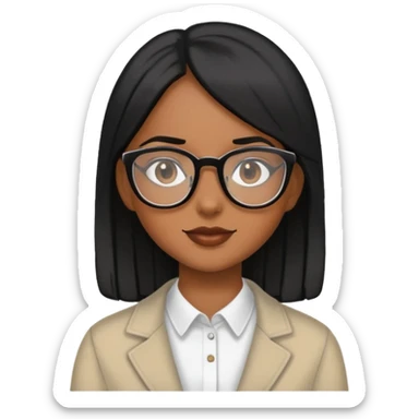 Chica morena con anteojos y pelo lacio negro sticker