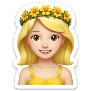 girl with flower crown in yellow dress sticker