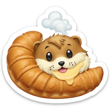 Scruffy the fog eating a crossaint sticker