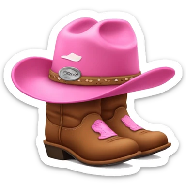 Cute brown slippers with a pink cowboy hat and a cut Stanley cup sticker