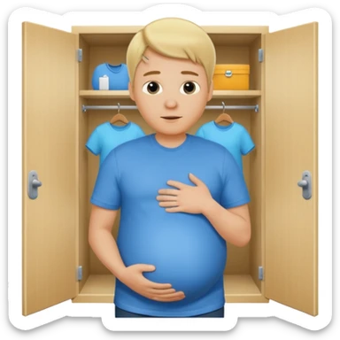 Pregnant blonde man in a closet make it a boy sticker