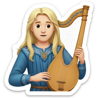 Man with long blonde hair playing a lyre sticker