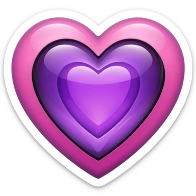 A purple and pink gem heart with black center sticker