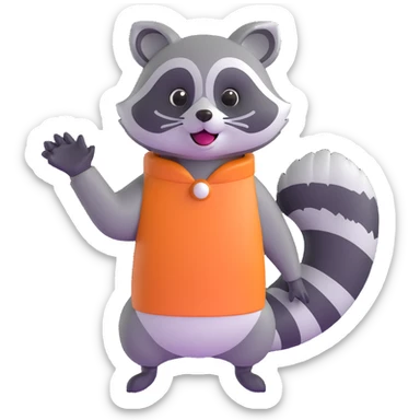 raccoon waving enthusiastically sticker