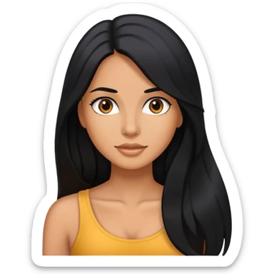 black long hair tanned woman sticker