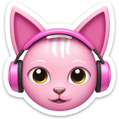 Pink headphones with cat ears sticker