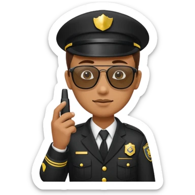 school security, sun glasses, holding walkie-talkie sticker