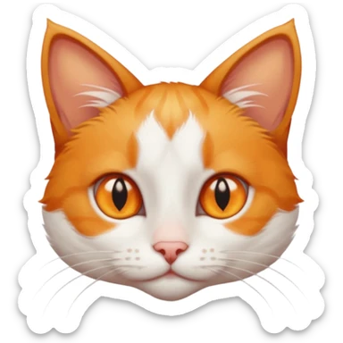 tiny + skinny ginger and white cat with deep orange eyes sticker