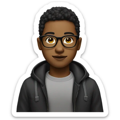 black light skin boy with glasses and a mid taper sticker