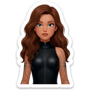 spider woman  with bit brown skin and long hair sticker