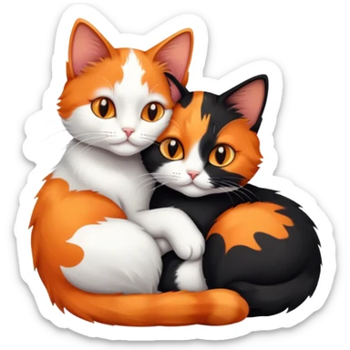 two cats cuddling together sticker