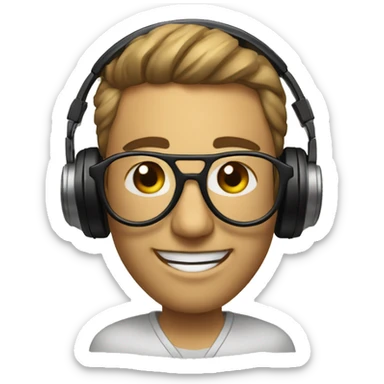 Un Dj con lentes , tocando una tornamesa y unos audífonos en las orejas  sticker