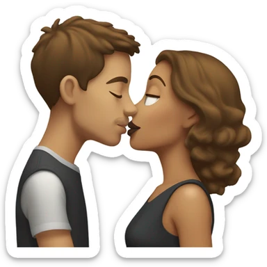 Light skin woman with brown hair kissing white man sticker