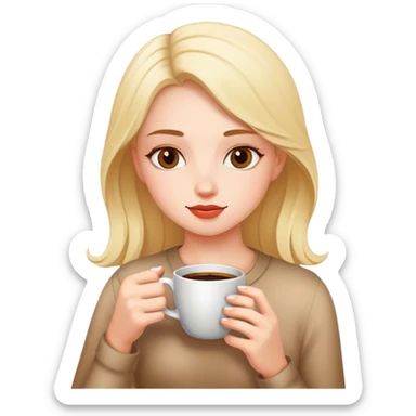 kahve içen kız sticker