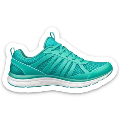 turquoise running shoes, athletic footwear, blue-green sneakers sticker