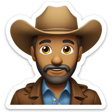 Homem gordinho careca com barba preta grande de chapeu de cowboy. de olhos castanho claro  sticker