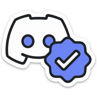 discord verified icon, clean, modern, blue and white, suitable for digital use sticker