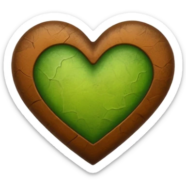 Green and brown heart sticker