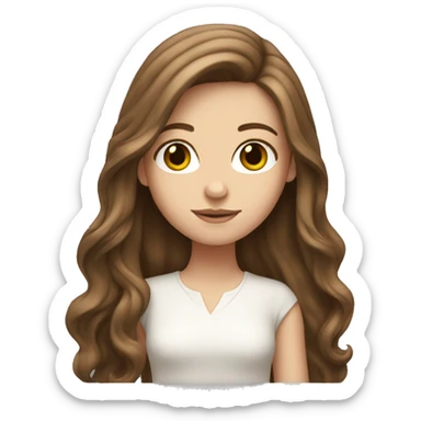 White girl with long brown hair sticker