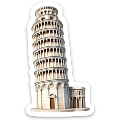 Cinematic Realistic Leaning Tower of Pisa Landmark Emoji, showcasing the iconic medieval tower with intricate stonework rendered with dynamic lighting and detailed textures. sticker