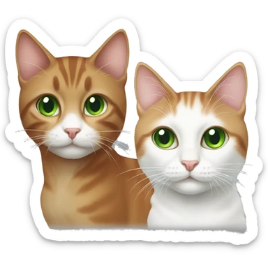 two cats, one with green eyes and short brown hair and another white and red with long hair sticker
