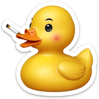 Rubber duck smoking a splif cartoon sticker