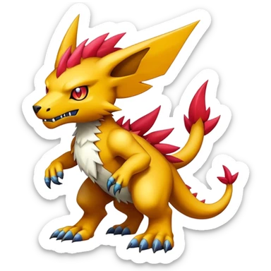 cool edgy badass colorful fantasy animal-Digimon-Fakemon full body sticker