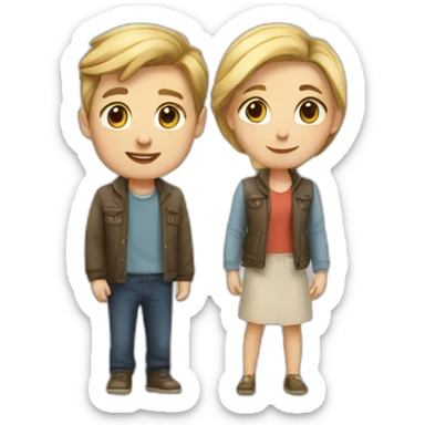 cute white couple sticker