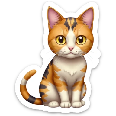 full body anxious looking colourful light patched calico tabby cat with hazel eyes sticker