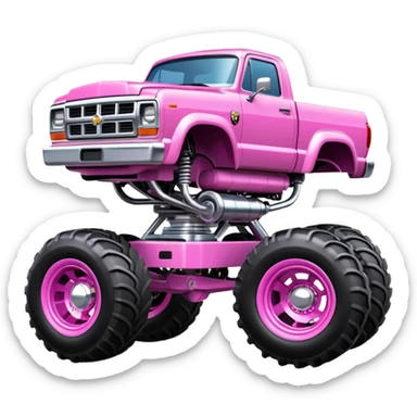 Big car monster truck, pink sticker