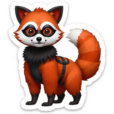 Realistic cool edgy 4-legged quadrupedal Red-Panda-Lemur-Raccoon-Dog-Red-Fox-animal-fusion-hybrid, Full body sticker