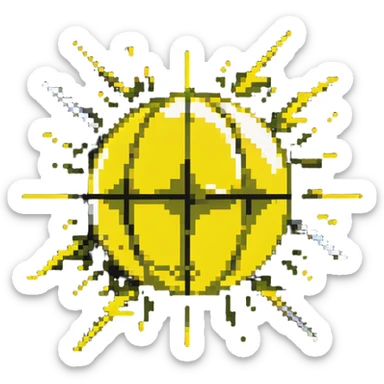 Glowing yellow orb with speed lines, color #eab308 with lighter glow, motion lines, lightning bolt symbol, dynamic energetic appearance, 32x32 pixels sticker