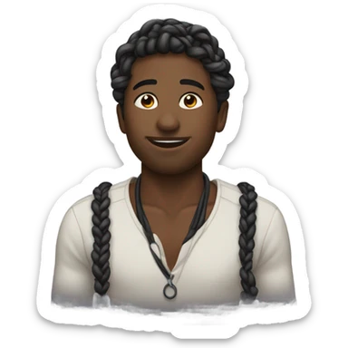 Black male with braids kissing sticker