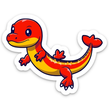 salamander black with fiery red flashes on the scales sticker