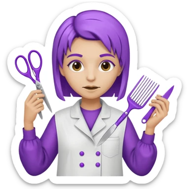 purple skinned mutant hairdresser sticker