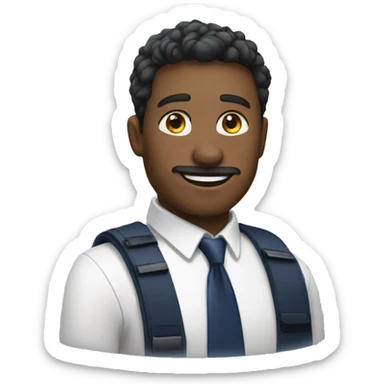 A modern man with glass white shirt and  navy blue tie goodbye sticker